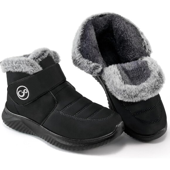 Shoes - Women Black Snow Boots Waterproof Fur Lined Warm Winter Non-Slip Booties